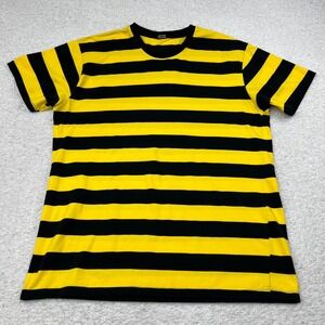 Funny World Mens Yellow Black Striped T-Shirt Bumble Bee Charlie Costume Tee 2XL